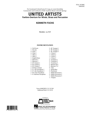 Book cover for United Artists (Fanfare Overture for Winds, Brass and Percussion) - Full Score