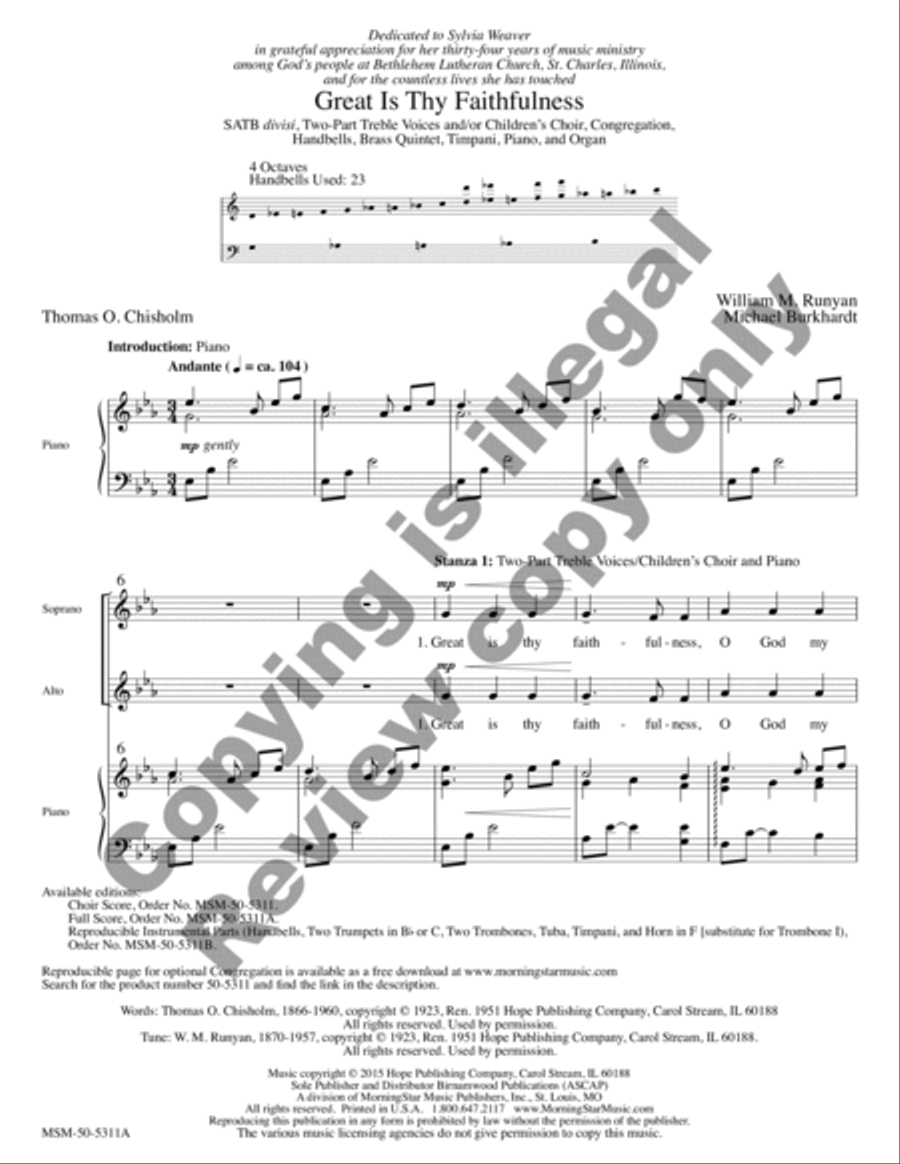 Great Is Thy Faithfulness (Full Score)