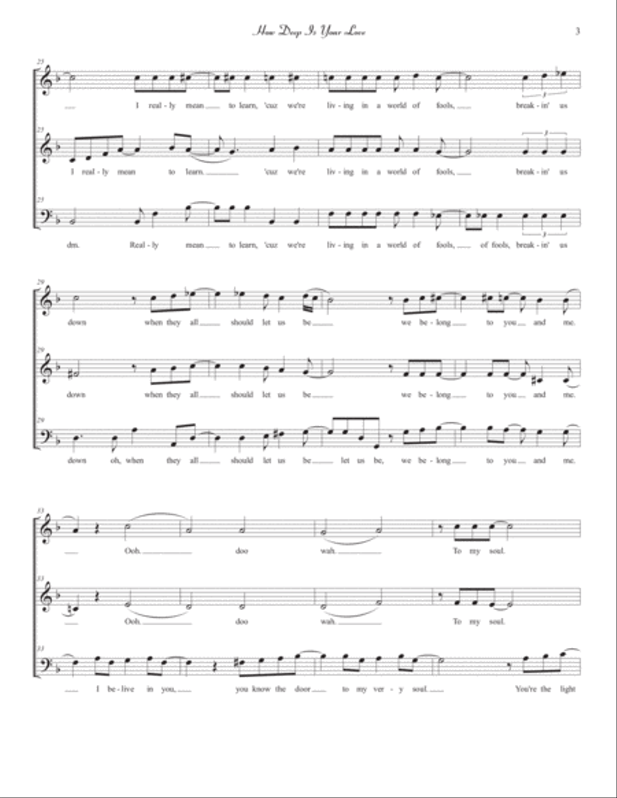 How Deep Is Your Love from the Motion Picture SATURDAY NIGHT FEVER 3-Part scores gallery preview page 3