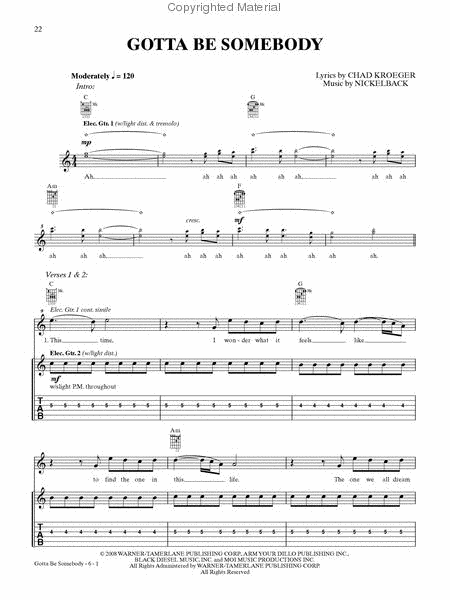 Dark Horse (Guitar Tab) by Nickelback Electric Guitar - Sheet Music