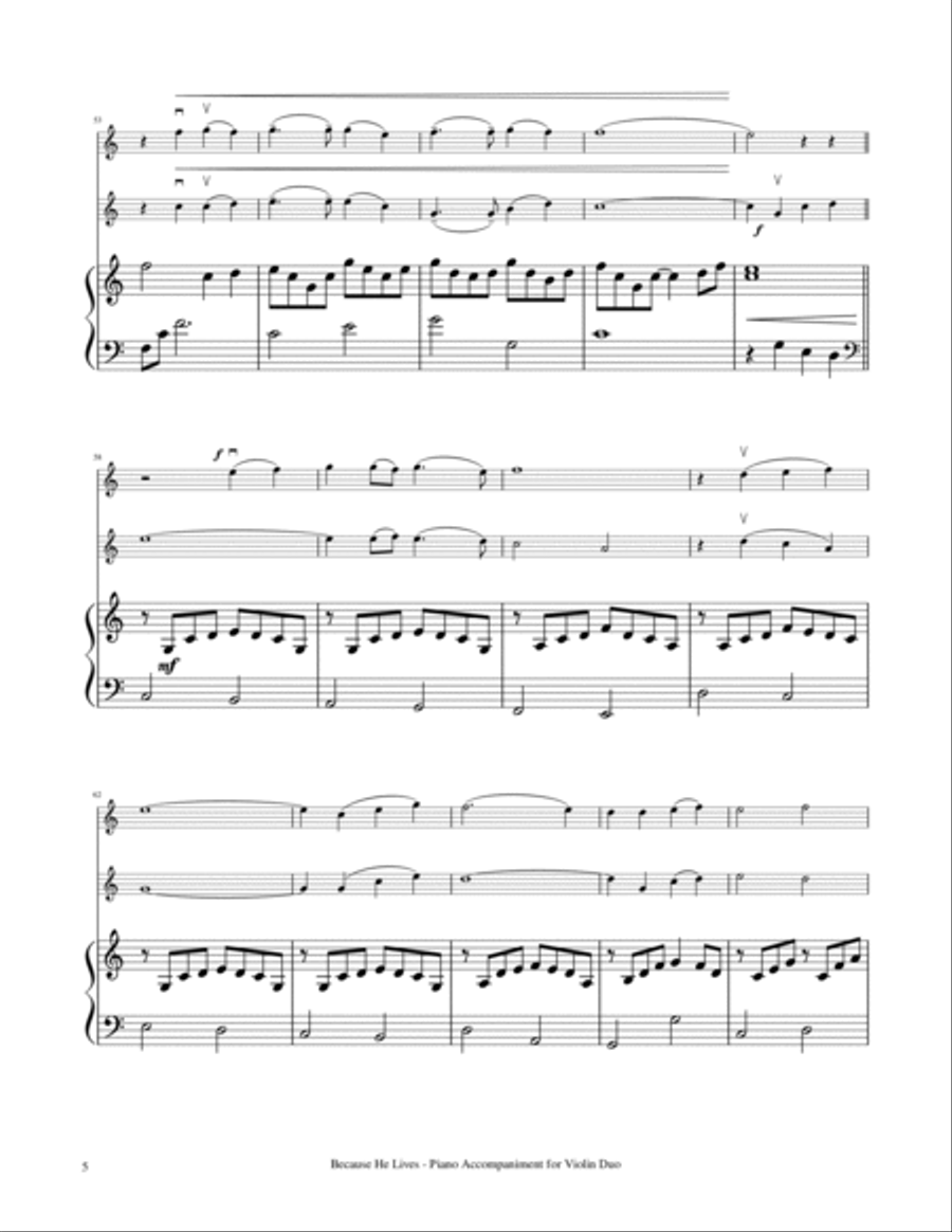 Because He Lives String Duet scores gallery preview page 6