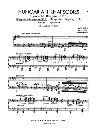 Book cover for Liszt: Hungarian Rhapsodies (Volume I, Nos. 1-9)