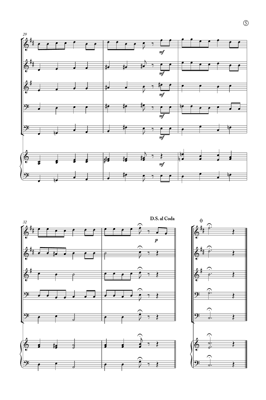 Hymne A L'amour Brass Quintet scores gallery preview page 5