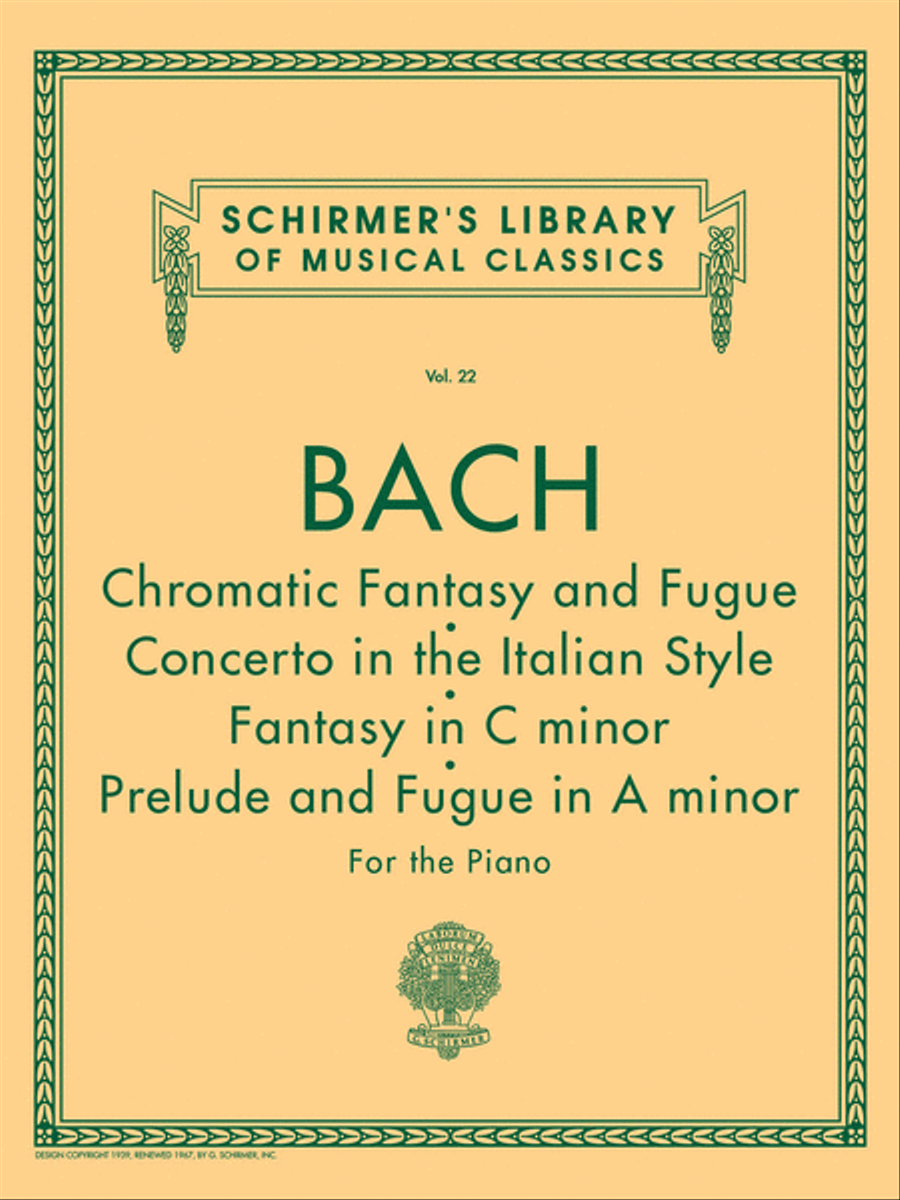 Chromatic Fantasy & Fugue, Concerto in the Italian Style, Fantasy in C Min, Prelude & Fugue in A Min Piano Solo scores gallery preview page 1
