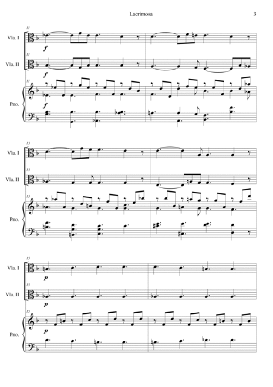 Mozart: Requiem K.626 6.Lacrimosa Viola scores gallery preview page 3
