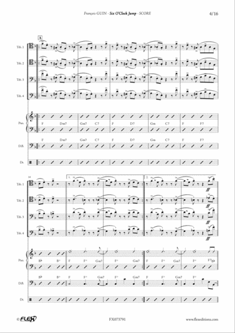 Six O'Clock Jump Six O'Clock Jump Trombone Quartet scores gallery preview page 5