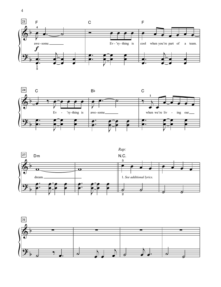 Everything Is Awesome (from The Lego Movie) (arr. Dan Coates) Easy Piano scores gallery preview page 3