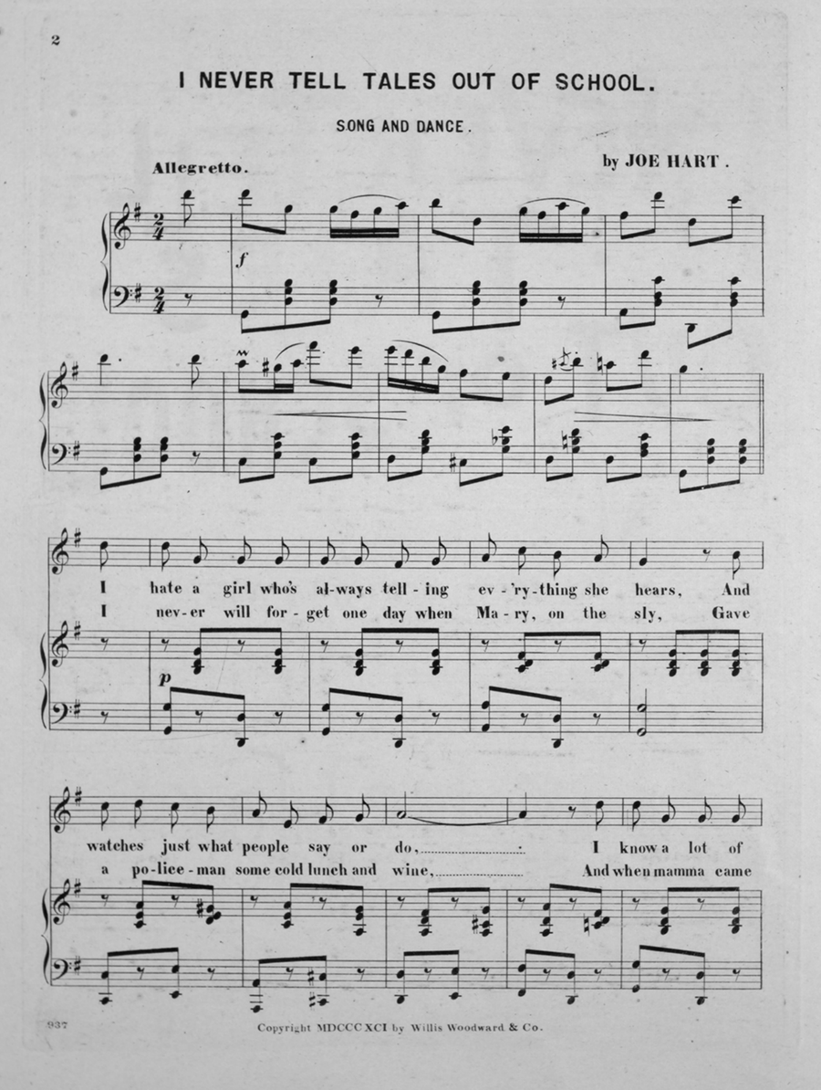 I Never Tell Tales Out of School Voice - Digital Sheet Music page 2
