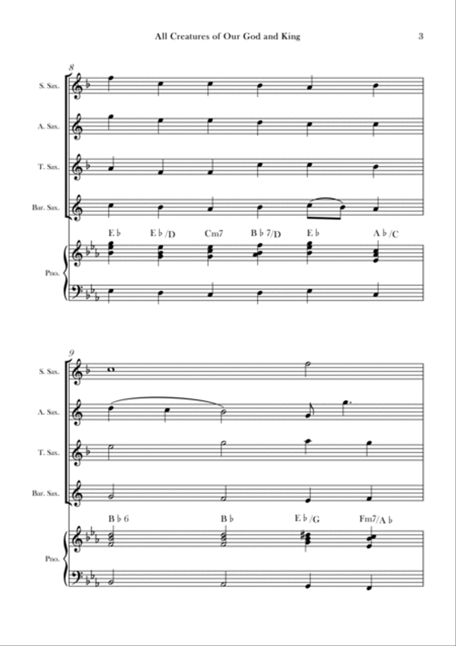 All Creatures of Our God and King Tenor Saxophone scores gallery preview page 3