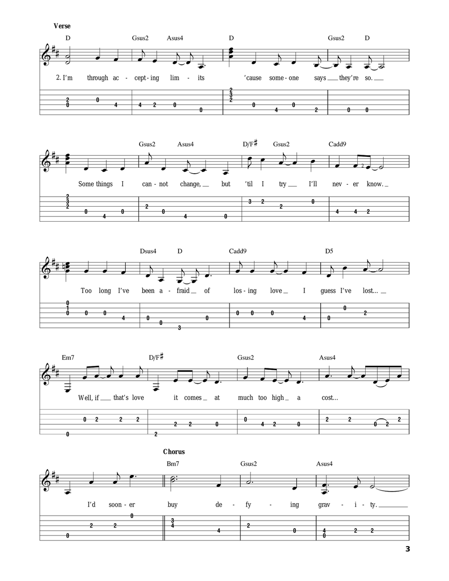 Defying Gravity (from Wicked) Guitar Tablature scores gallery preview page 3