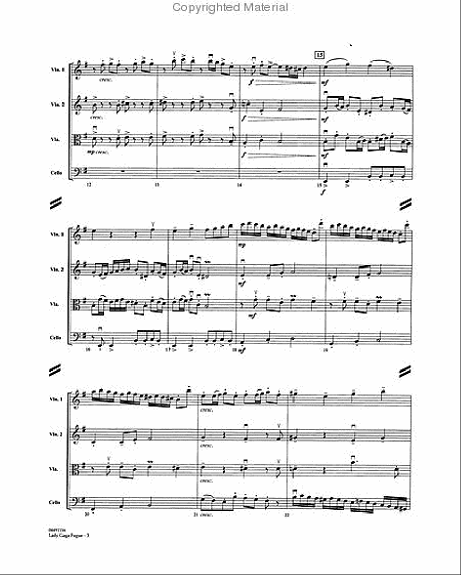 Lady Gaga Fugue String Quartet scores gallery preview page 3