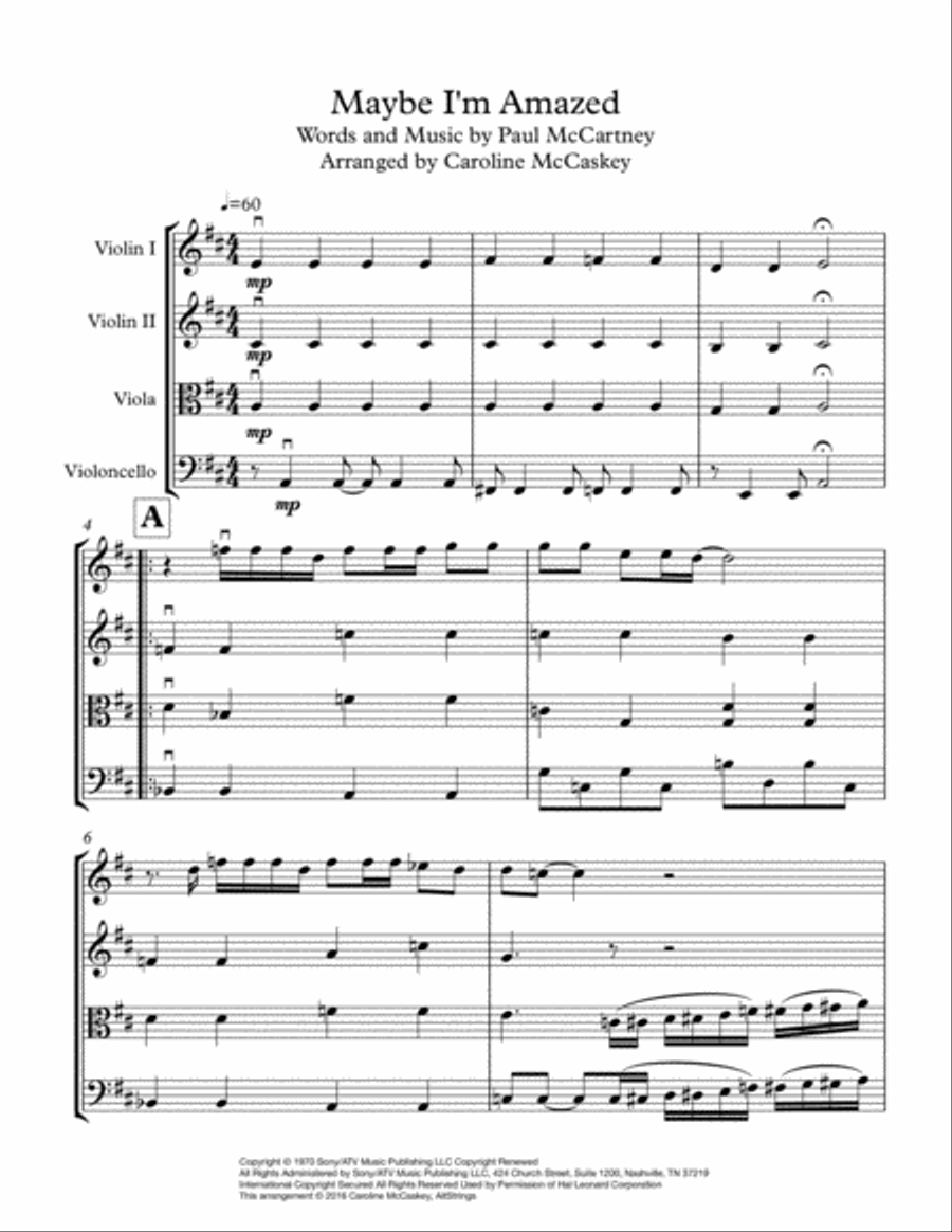 Maybe I'm Amazed String Quartet scores gallery preview page 2