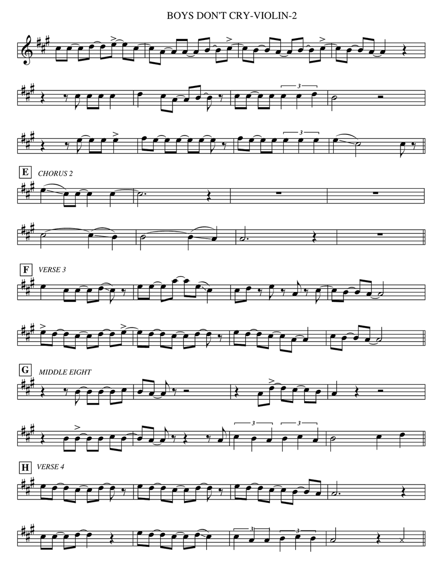 Boys Don't Cry Violin Solo scores gallery preview page 2