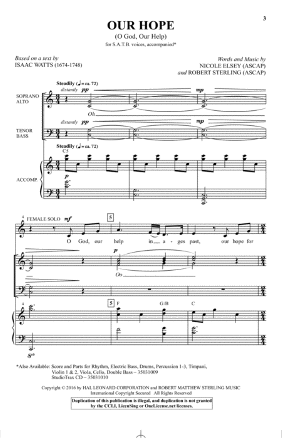 Our Hope (O God, Our Help) 4-Part scores gallery preview page 1
