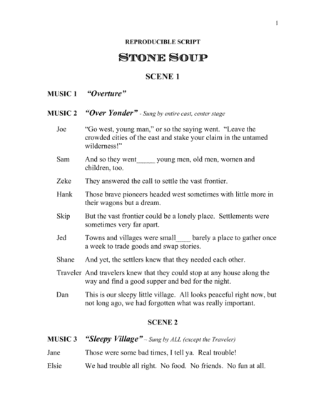 Stone Soup - A Tale of Cooperation - Children's Musical Production Kit image number null
