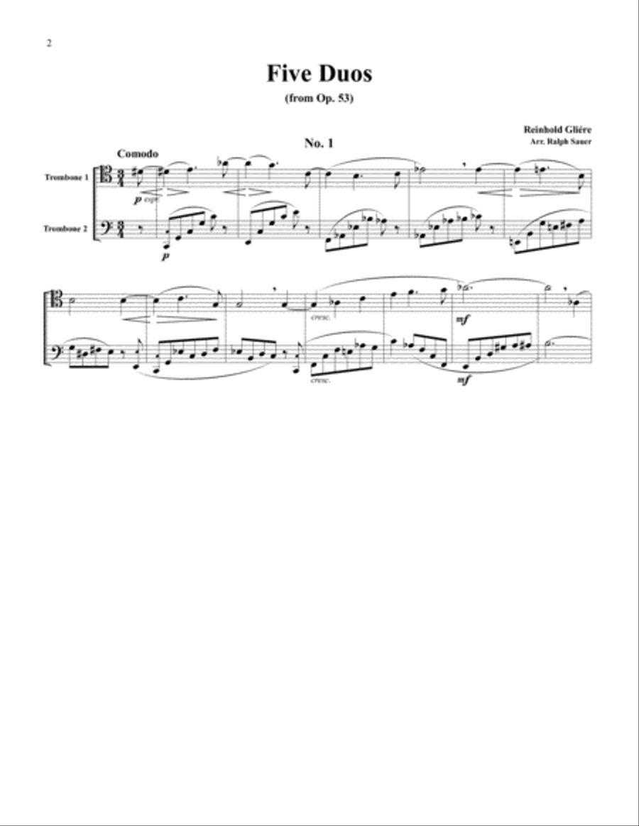Five Duos from Op. 53 for Two Trombones Trombone Duet scores gallery preview page 2