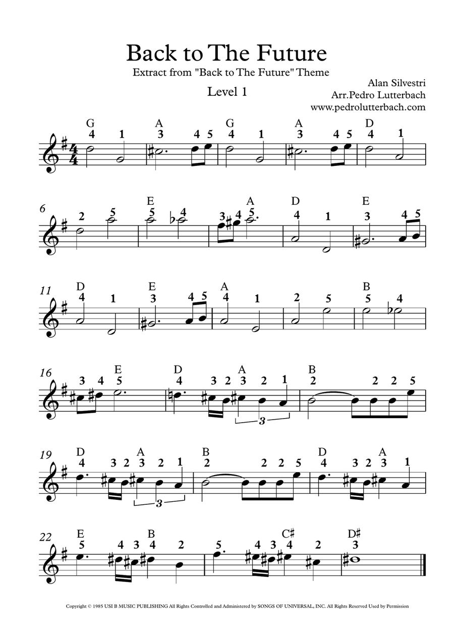 Back To The Future Back To The Future Easy Piano scores gallery preview page 1