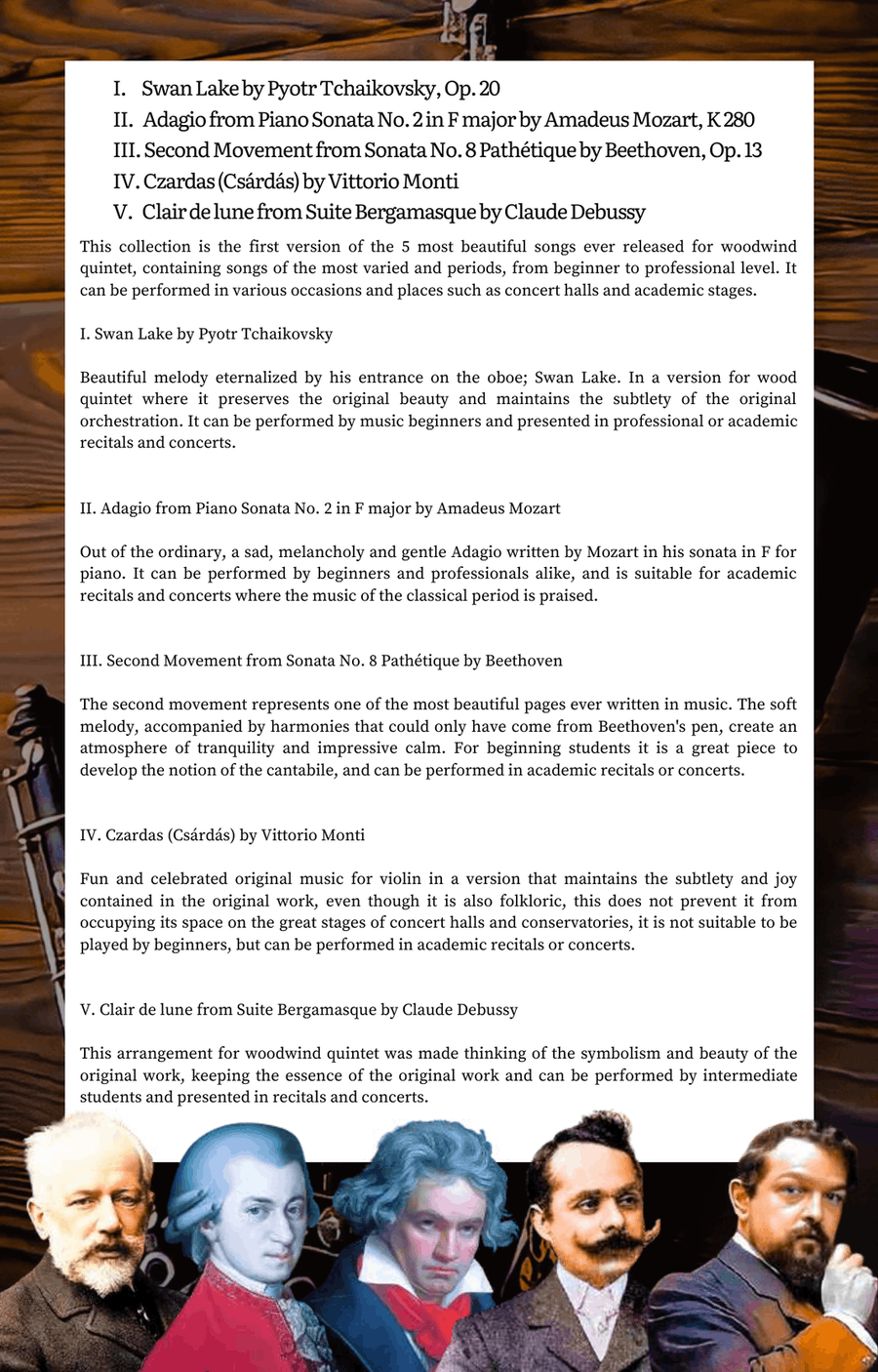 Top 5 Beautiful Classical Themes for Woodwind Quintet - 1st Version Woodwind Quintet scores gallery preview page 2