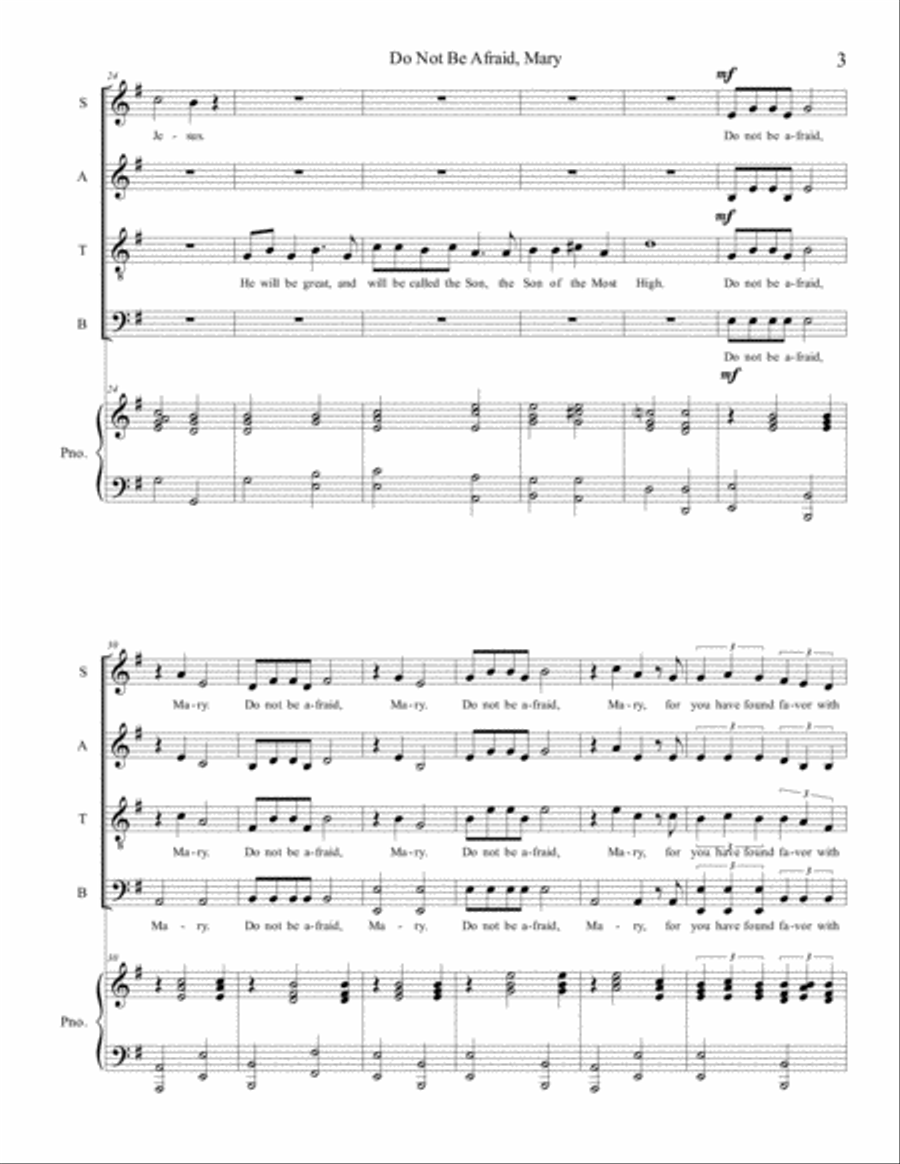 Do Not Be Afraid, Mary Do Not Be Afraid, Mary 4-Part scores gallery preview page 3