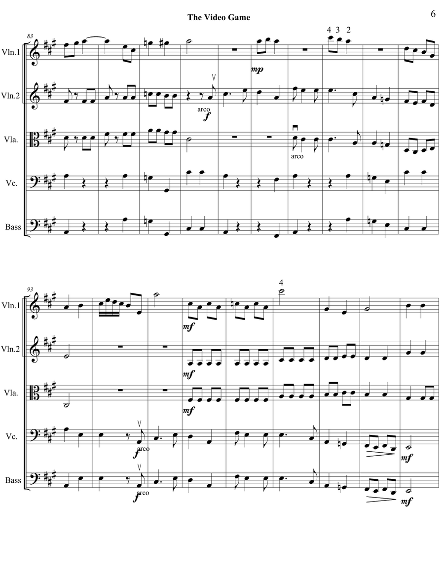 The Video Game The Video Game String Orchestra scores gallery preview page 6
