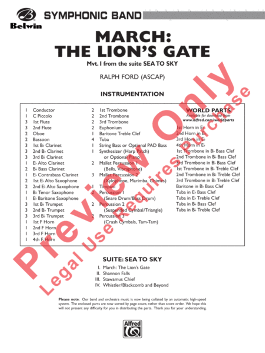 March: The Lion's Gate (Movement 1 from Sea to Sky) Concert Band scores gallery preview page 2