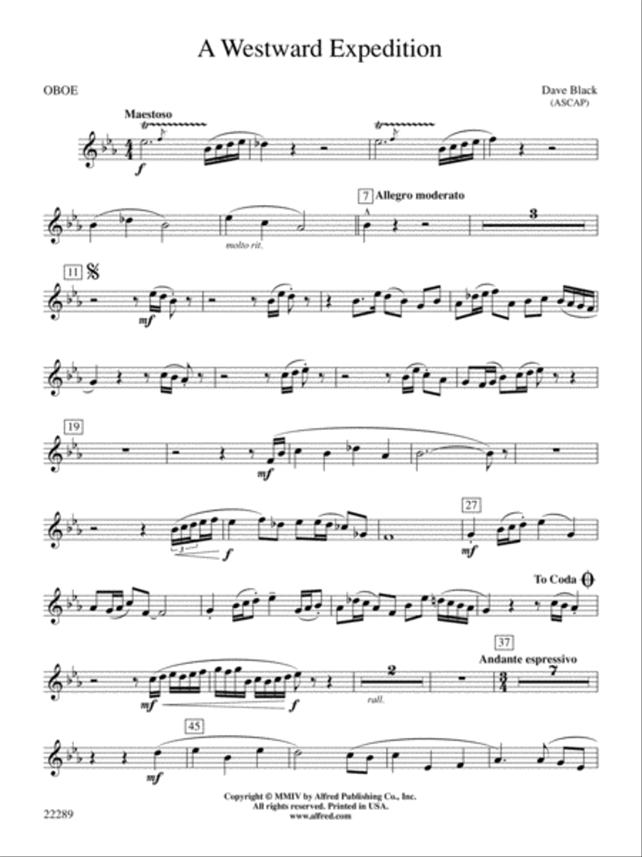 A Westward Expedition: Oboe Concert Band scores gallery preview page 1
