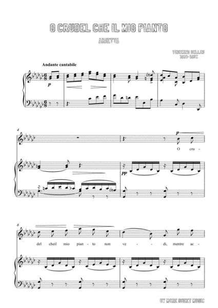 Bellini-O crudel che il mio pianto in G flat Major,for voice and piano image number null