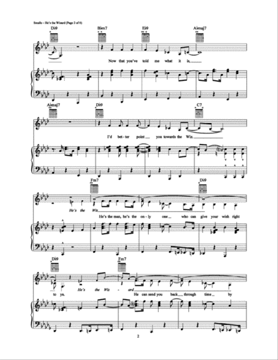 He's the Wizard Piano, Vocal, Guitar scores gallery preview page 2
