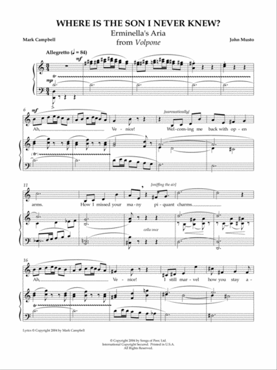 Where Is the Son I Never Knew? Voice scores gallery preview page 1