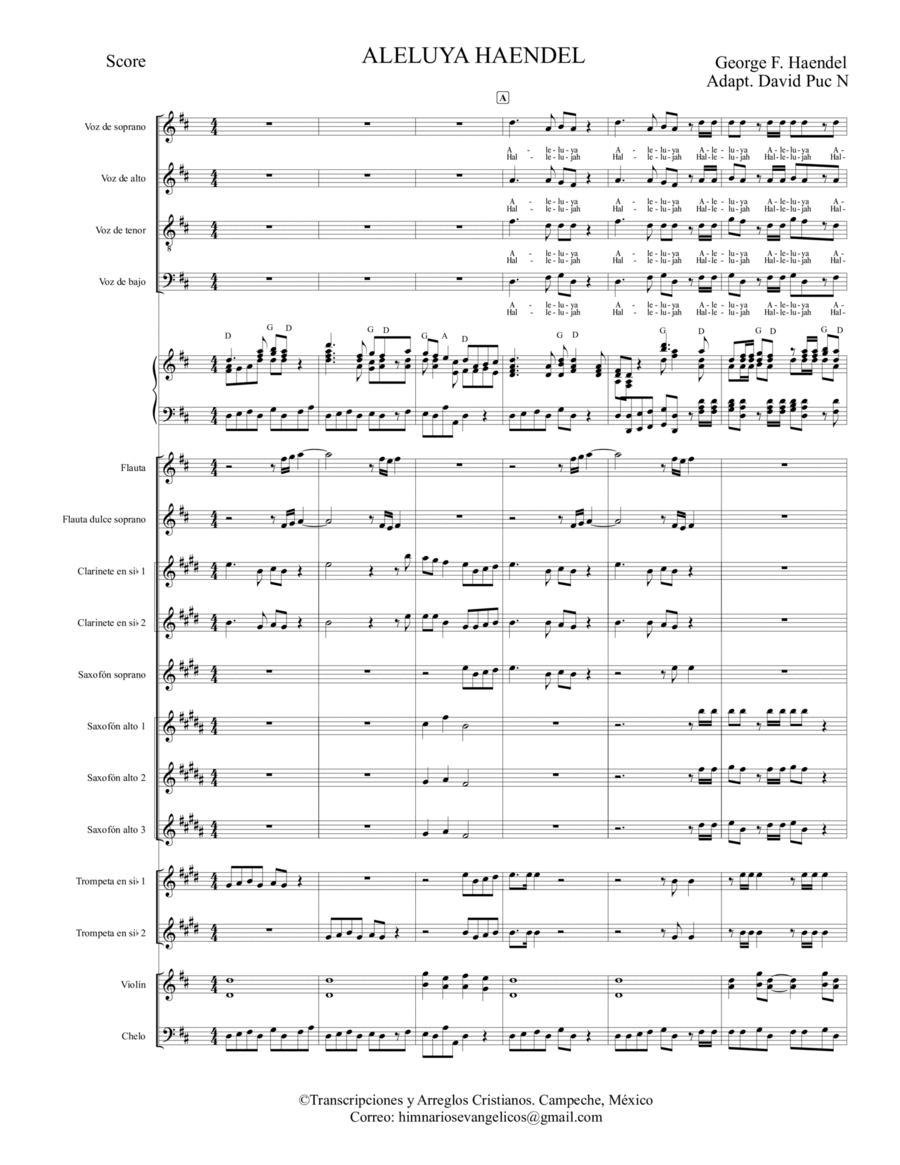 HALLELUJAH/ALELUYA George F Haendel SCORE Chamber Orchestra scores gallery preview page 1