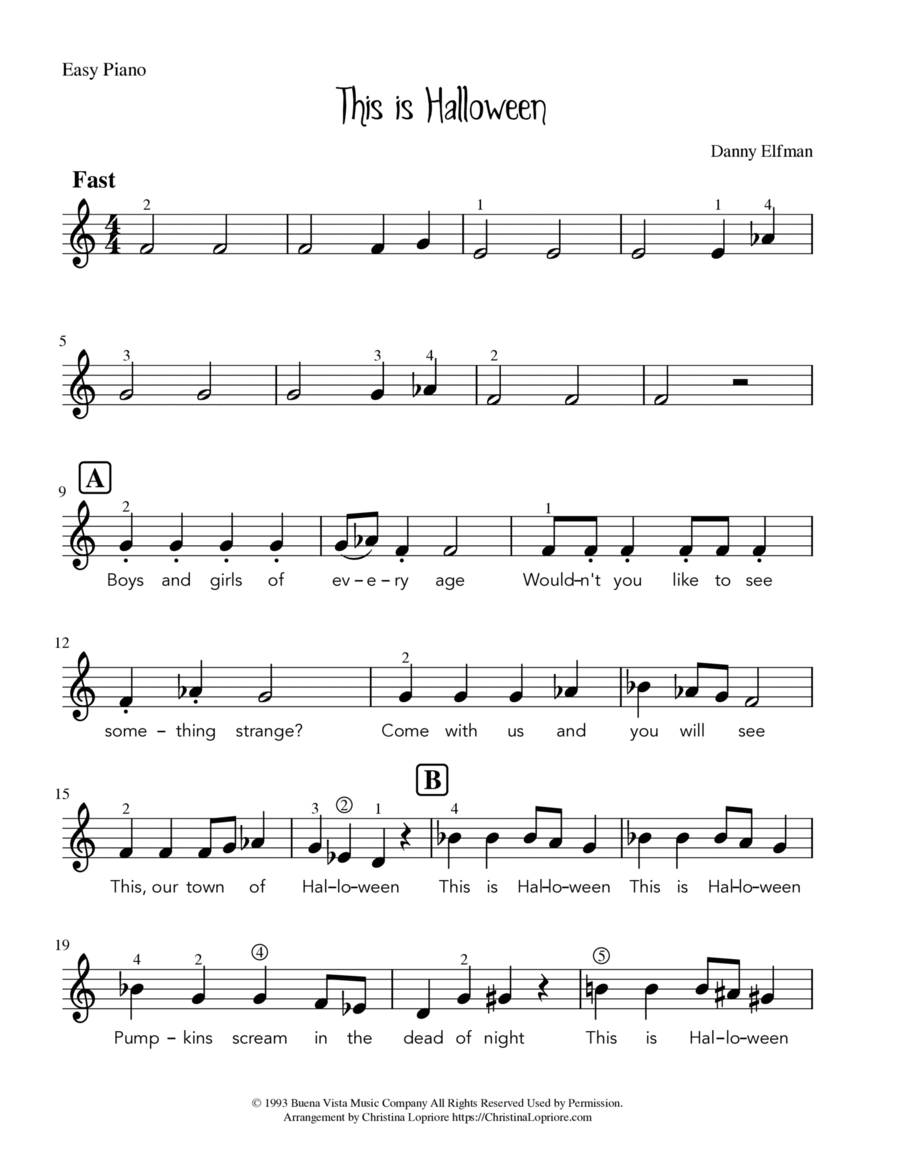 This Is Halloween Easy Piano scores gallery preview page 1