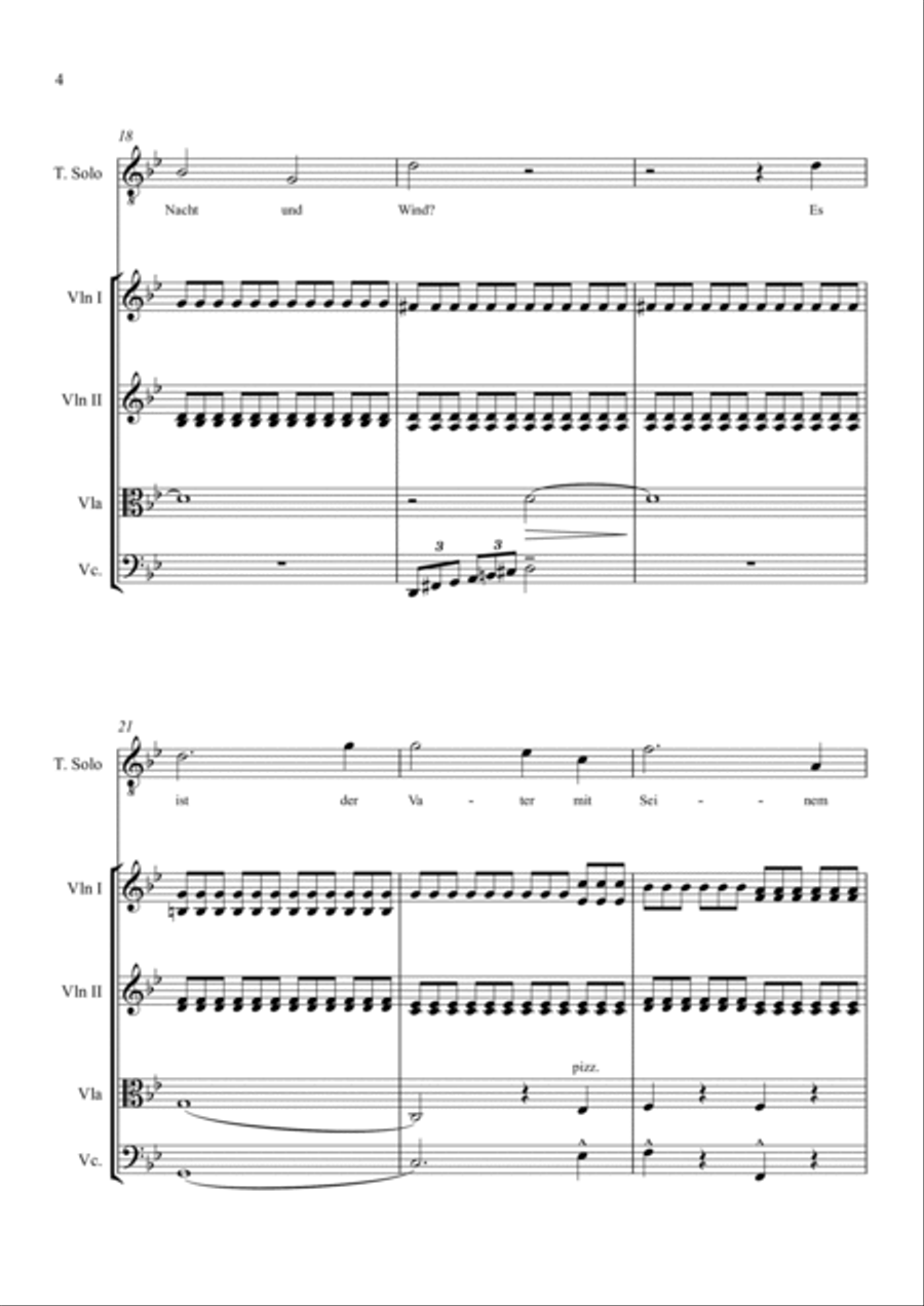 Der Erlkonig (The Erlking) for tenor and string quartet String Quartet scores gallery preview page 4