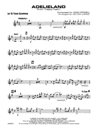 Adelieland (from Happy Feet): B-flat Tenor Saxophone