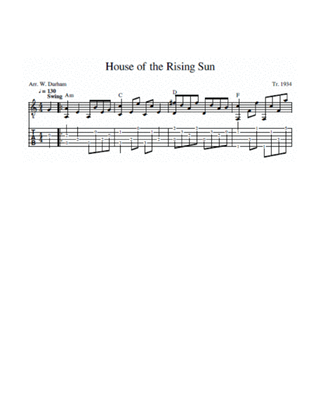 The House of the Rising Sun (Old Time Arrangement in 4/4 Time)