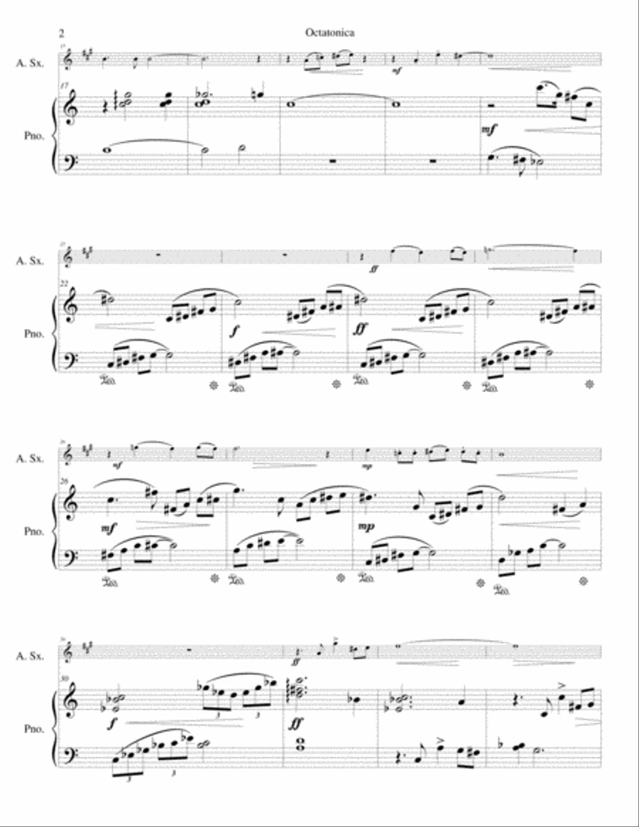 Octatonica for alto saxophone and piano Alto Saxophone scores gallery preview page 2