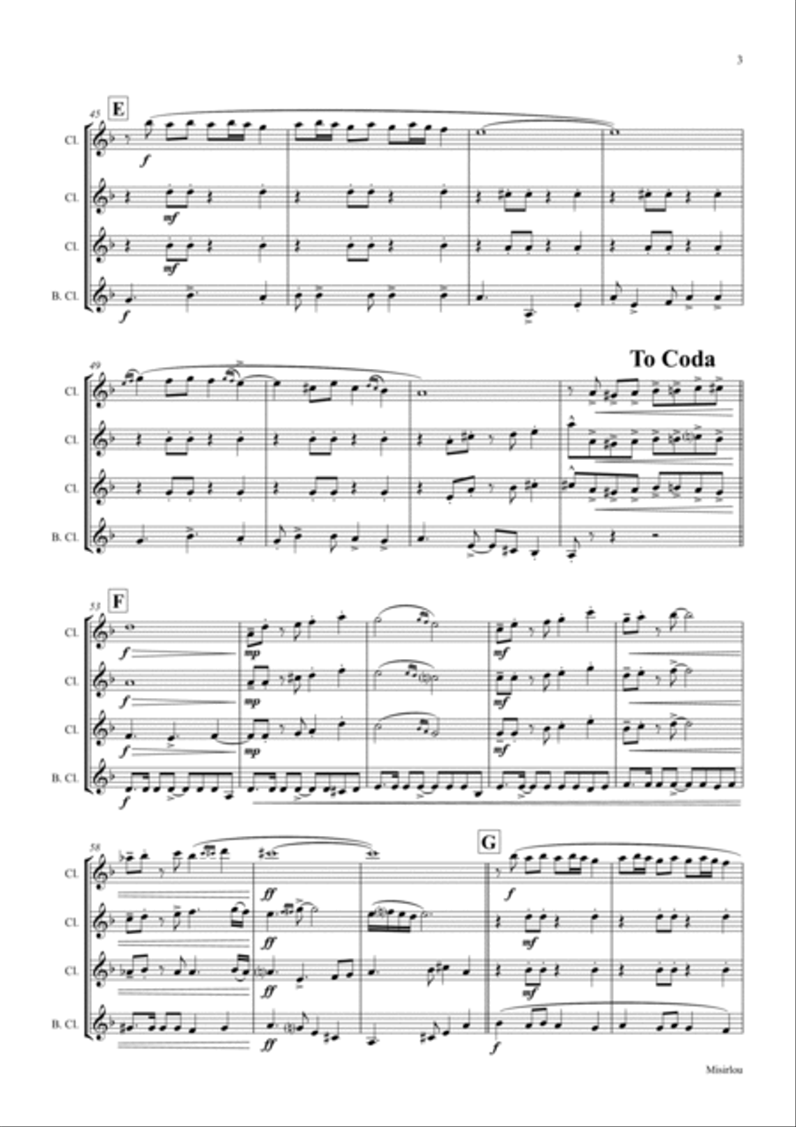 Misirlou - Pulp Fiction - Clarinet Quartet Clarinet Quartet scores gallery preview page 3