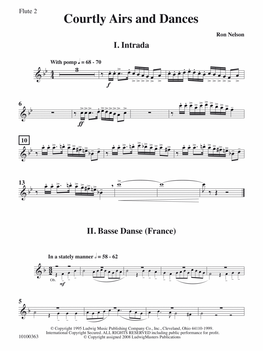 Courtly Airs and Dances - Flute 2 Concert Band scores gallery preview page 1