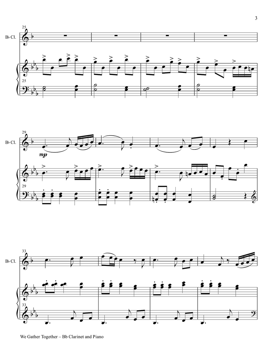 WE GATHER TOGETHER (Duet – Bb Clarinet and Piano/Score and Parts) Woodwind Duet scores gallery preview page 4