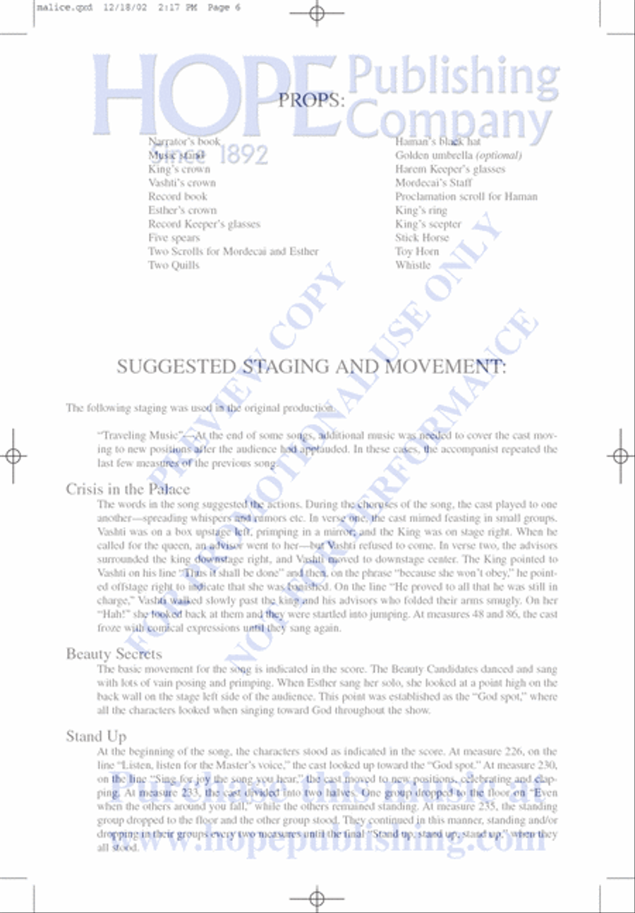Malice in the Palace Unison Choir scores gallery preview page 6