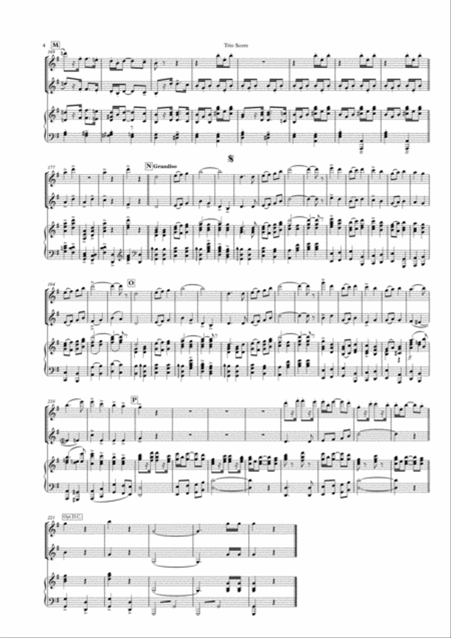 Elgar: Pomp and Circumstance March No. 4 for Trio (Fl, Alto Sax, Piano) Woodwind Duet scores gallery preview page 4