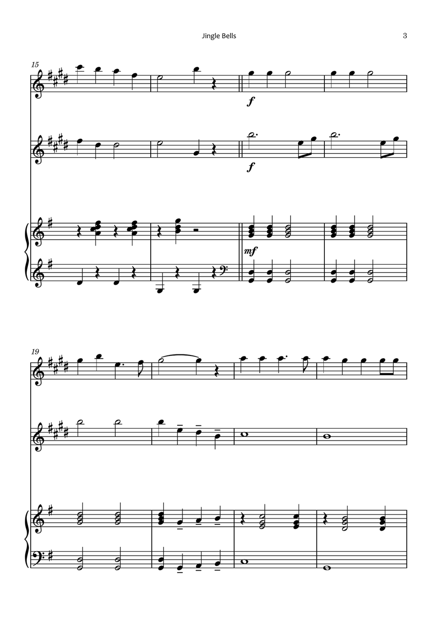 Jingle Bells Woodwind Duet scores gallery preview page 3