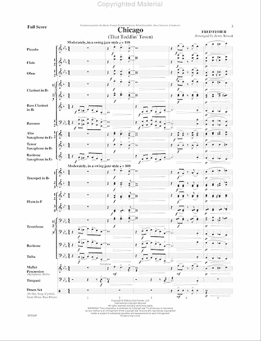Chicago (That Toddlin' Town) Concert Band scores gallery preview page 4