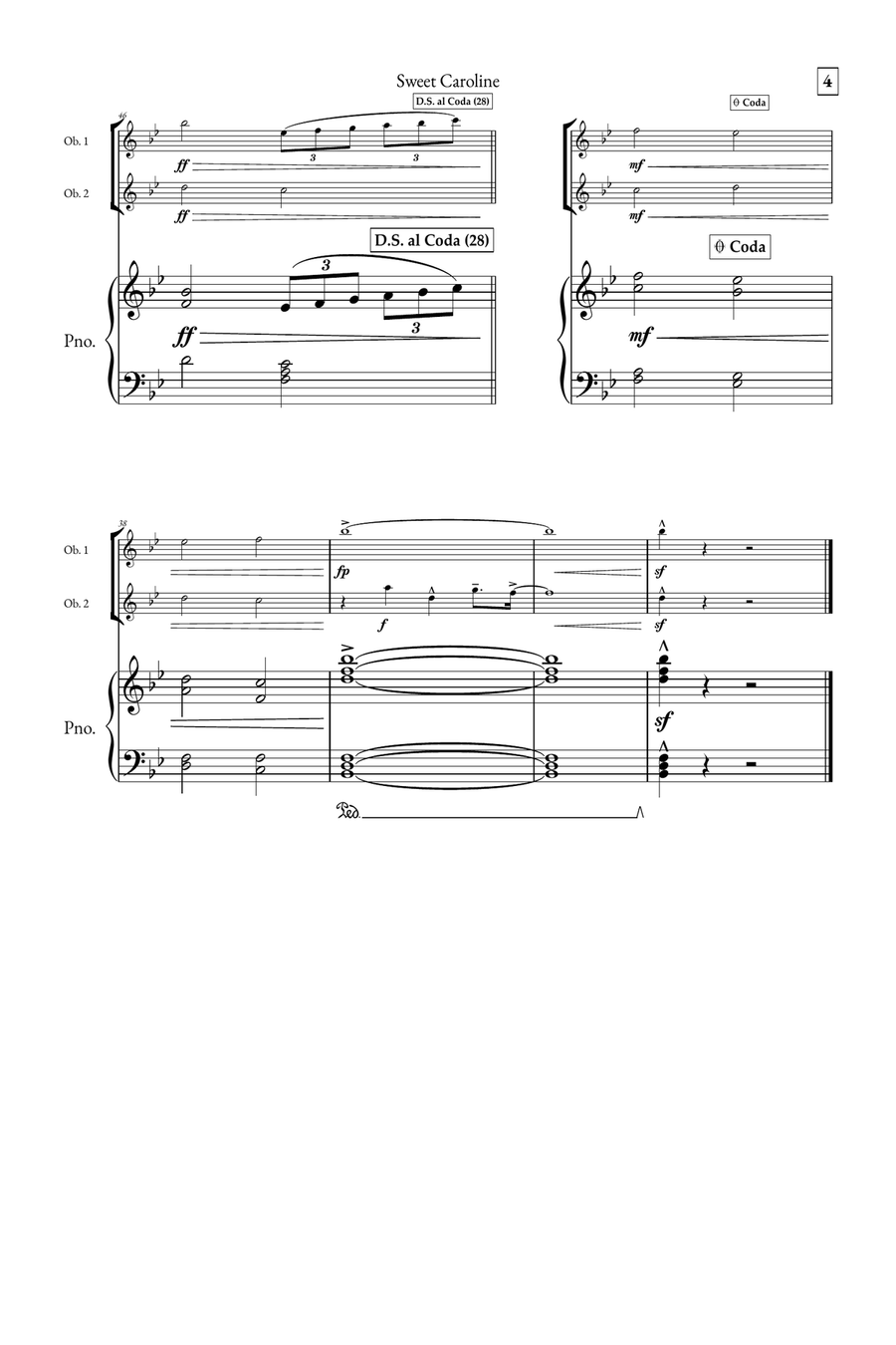 Sweet Caroline Woodwind Duet scores gallery preview page 4