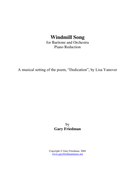 Windmill Song (for baritone and piano reduction of orchestra) image number null