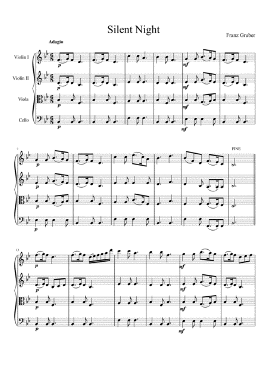 Silent Night Silent Night String Quartet scores gallery preview page 2
