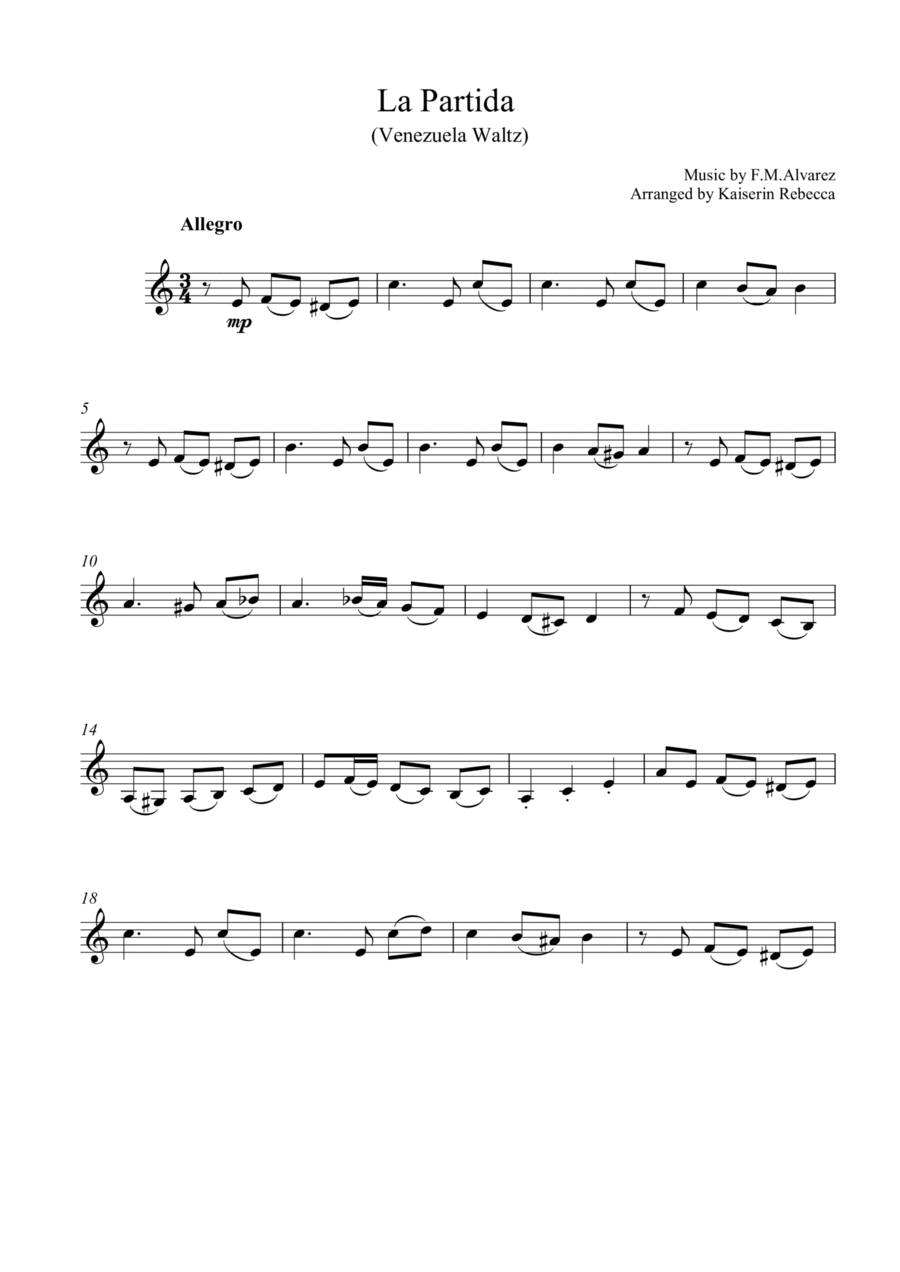 La Partida (Venezuela Waltz) Violin Solo scores gallery preview page 1