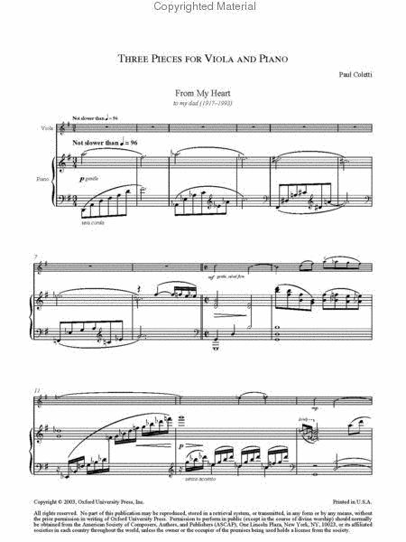 Three Pieces for Viola and Piano