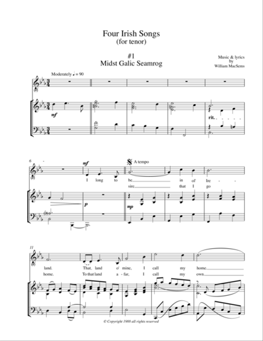 Four Irish Songs (for tenor) Voice Solo scores gallery preview page 1