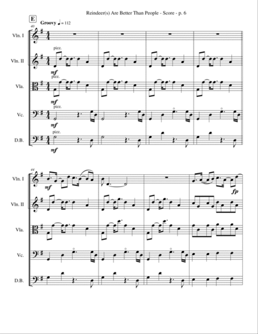 Reindeer(s) Are Better Than People String Quartet scores gallery preview page 6