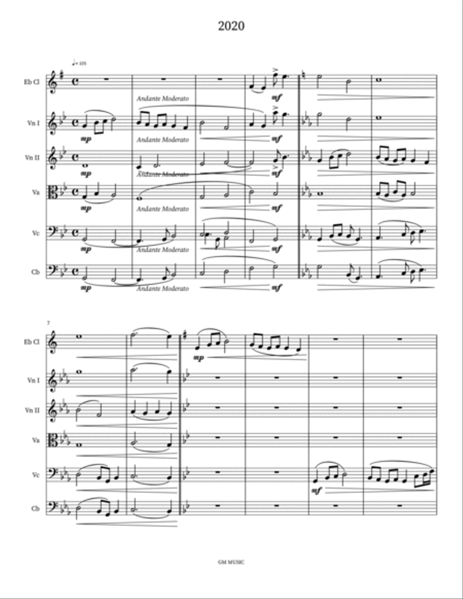 2020 (Eb Clarinet & String Orchestra) Chamber Orchestra scores gallery preview page 3